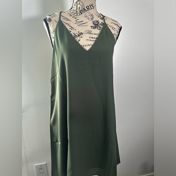 NWT REVOLVE  Three Eighty-Two Tanner Slip Mini olive Green  Dress XS - Picture 4 of 7